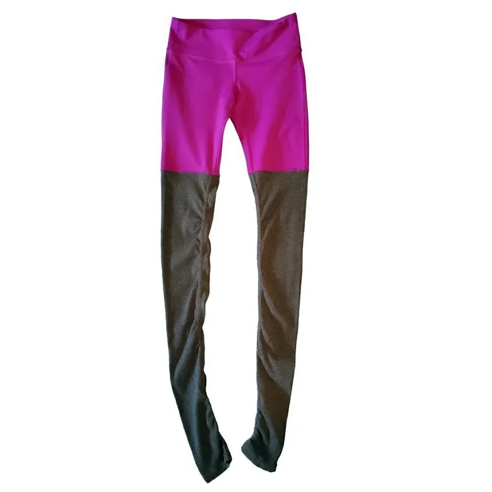 Alo Yoga Ice Goddess Ribbed Legging Purple & Grey Extra Long Stretch XS 2-4